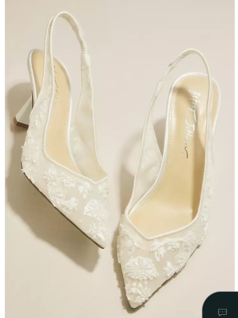 Betsey Johnson Bridal Slingback Pointed Toe Heels in Ivory